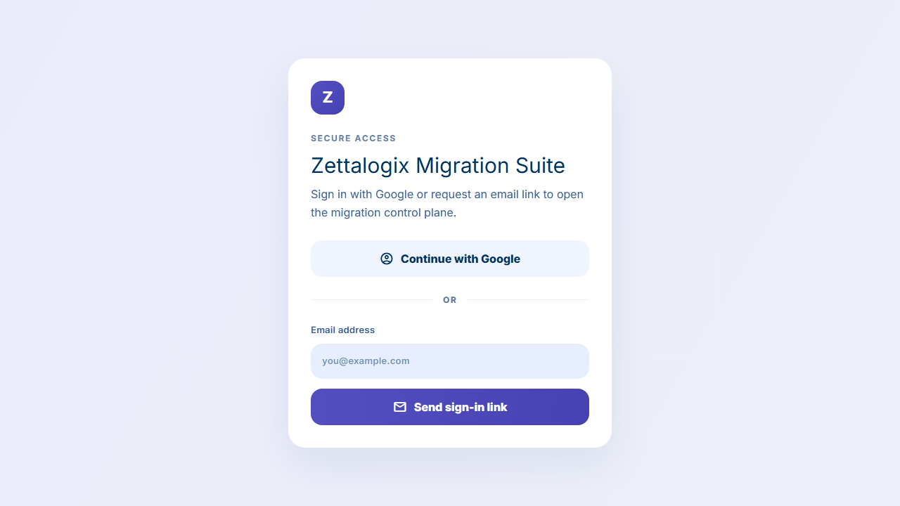 Zettalogix Migration Suite verified project preview